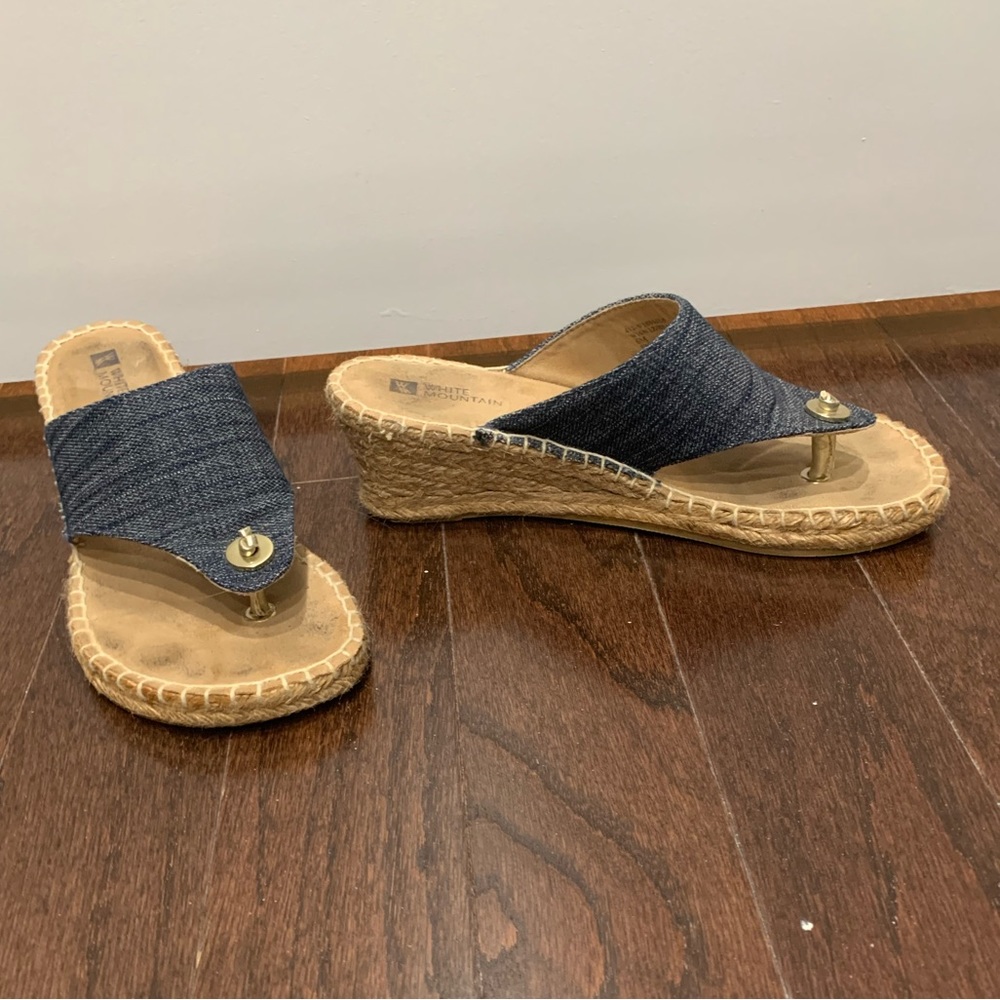 Denim wedge slides, size 6